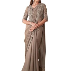 Women's Georgette Embellished Saree With Unstitched Blouse Piece