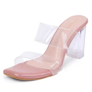 Elegance Casual Transparent Double Strap Block Heel Sandals for Women