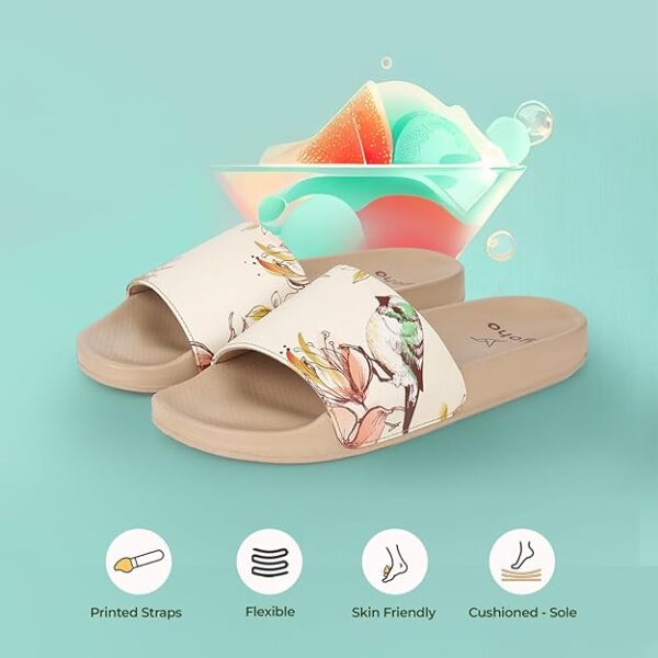 Tropica Printed Comfortable Women Slides | Stylish & Waterproof | Soft Inner Lining On Strap - Image 4