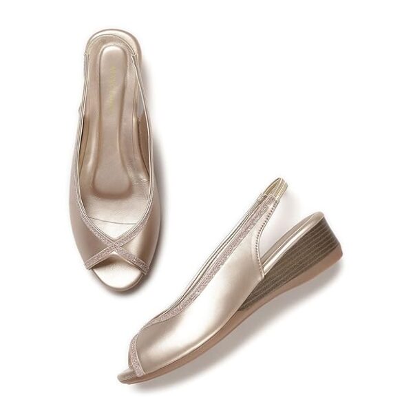 Marc Loire Women's Open Toe Block Heel Metallic Fashion Sandals for Everyday - Image 2
