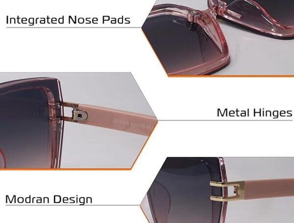 HASHTAG EYEWEAR Stylish Square Sunglasses for Women | UV400 Protection | Oversized Designer Shades | Trendy Eyewear | Summer Sun Protection | Fashionable Goggle - Image 4