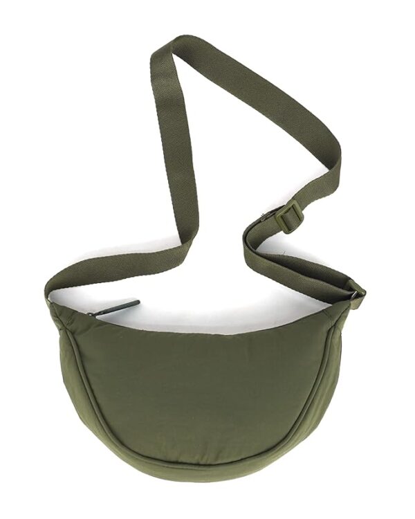 Destinio Crossbody Bags for Women and Men - Slim & Stylish, Luxury Nylon Fabric, Branded Zippers - Small Side Half Moon Sling Bag & Waist Bag, Unisex Chest Bag (Olive Green, Half Moon Sling)