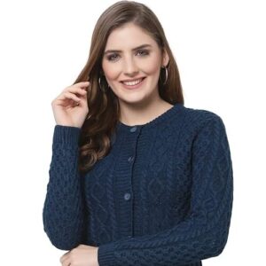 Kalt Women Sweater for Winters Woolen Acrylic Full Sleeve Round Neck Cable Design Cardigan Sweater for Women Winter Woollen Stylish